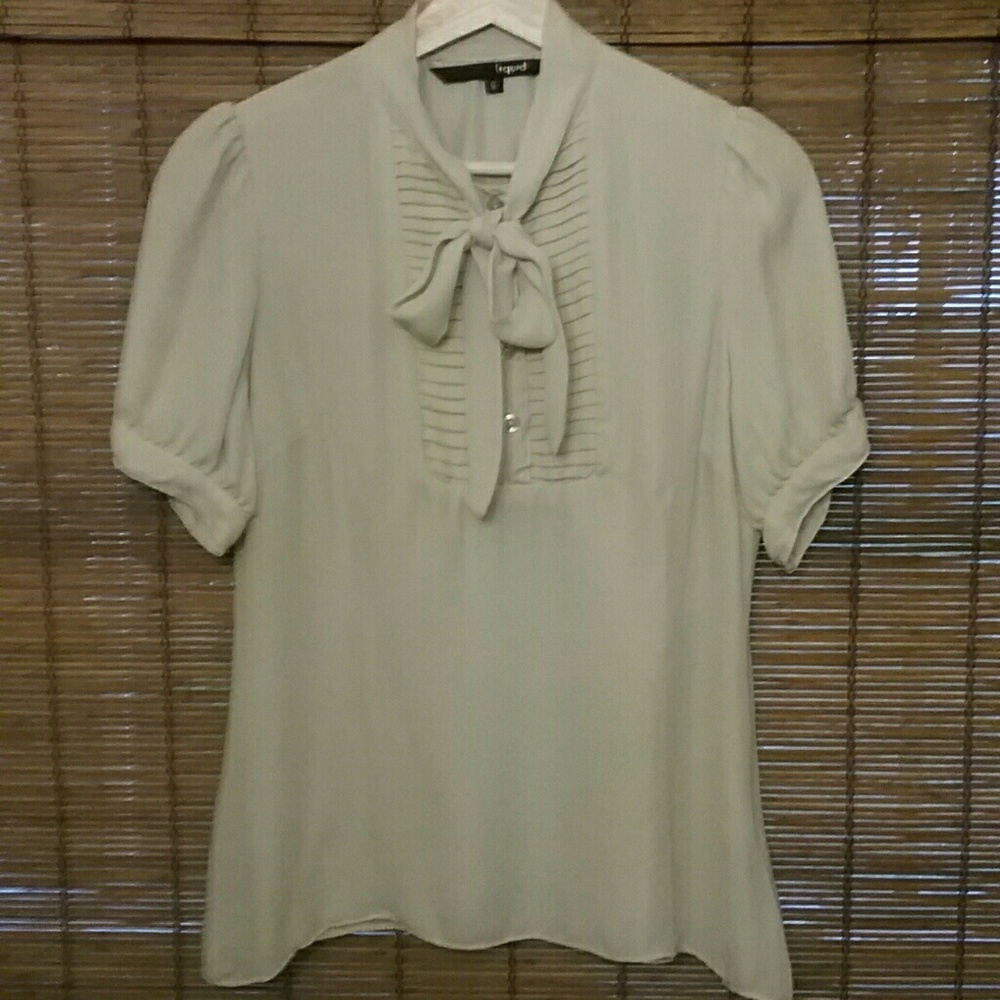 LIQUID Beautiful Tailored Tie Neck Blouse